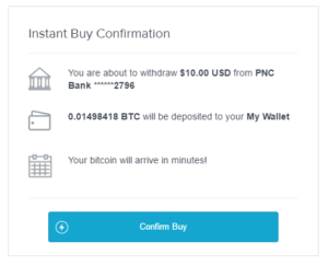 Coinbase Instant Buy Confirmation