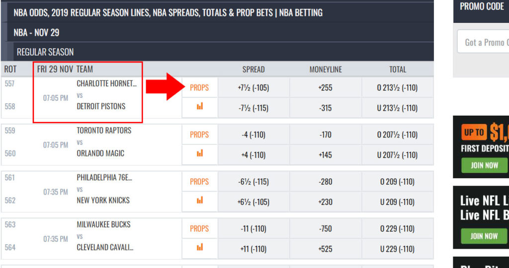 Pick the NBA match to bet on Props
